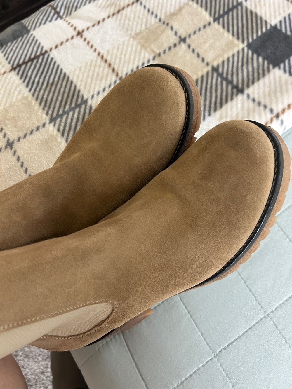 Leather Suede Chelsea Ankle Boot in Light Beige - Picture 6 of 6